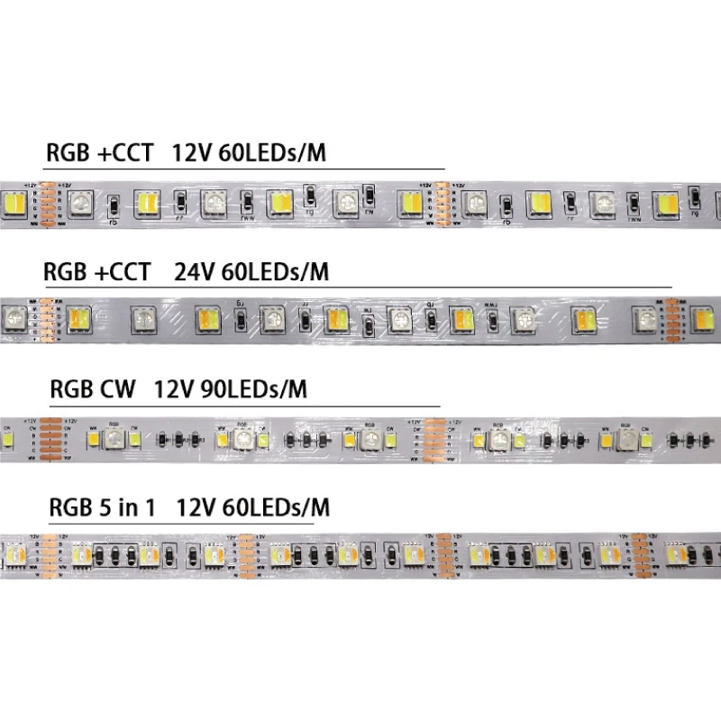 5050 SMD LED Strip RGBCCT 2835 RGB+white+warm 5 in 1 Flexible LED String light  Led Tape light 5m/300Leds 12V 24V Home decorate