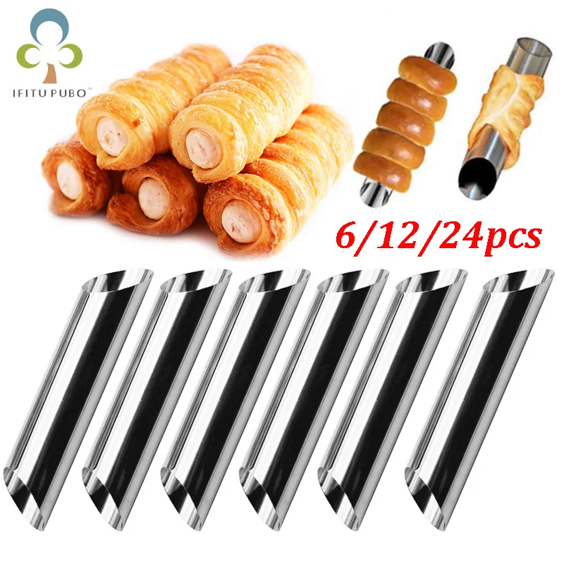 6/12/24pcs Stainless Steel Cannoli Forms Food Grade Cream Horn Mould Cake Horn Mould Cannoli Tubes shells Pastry Baking Mold ZXH