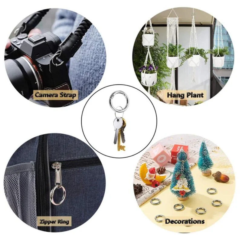 5 Stück Gold schwarz Metall O Ring Feder verschlüsse zu öffnen Karabiner Schlüssel bund Stecker DIY Anhänger Schmuck Clips Haken Hunde kette Schnalle – Detail 9