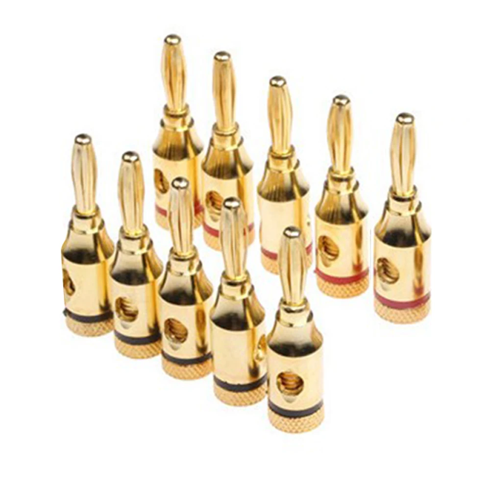 

10pcs/lot 24k Gold-Plated Musical Cable Wire Banana Plug Pro Audio Speaker Connector Plated Musical Speaker Pin Connector