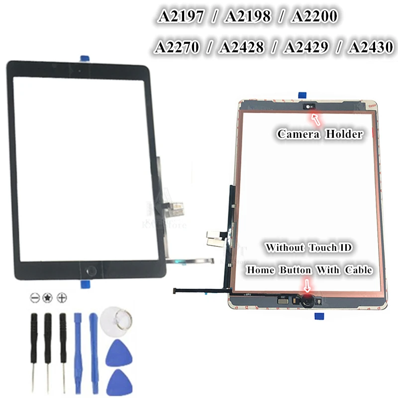 1Pcs Touch Screen Digitizer Outer Glass Panel Home Button Flex Replacement Parts for ipad 7/8 10.2