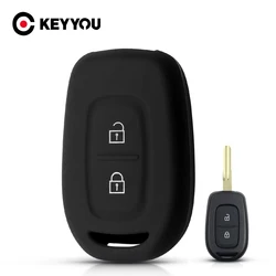 KEYYOU Silicone Car Key Case 2 Button For Renault Scenic Master Megane Duster Logan Clio Captur Laguna Remote Fob Cover