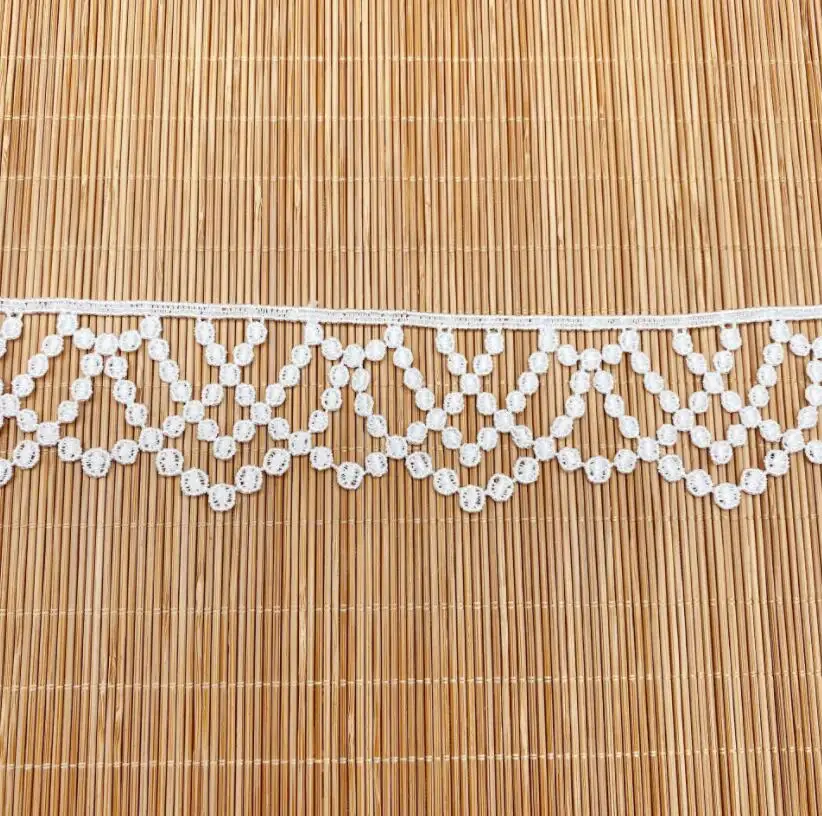 2 ياردة/مجموعة 4.3 سنتيمتر مع الأبيض الأسود الدانتيل تقليم للذوبان في الماء التطريز الدانتيل DIY بها بنفسك النسيج الملابس والاكسسوارات