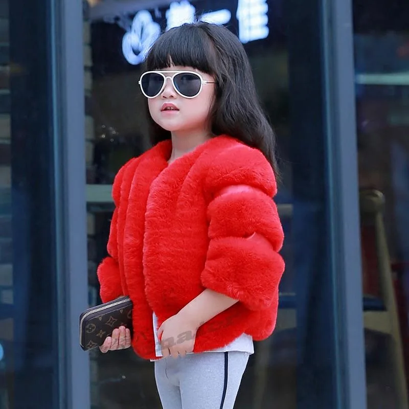 

Ins Winter Girls Faux Fur Coat Elegant Baby Girls Fox Fur Jackets Coats Warm Parka Kids Outerwear Clothes Thick Jacket CT081