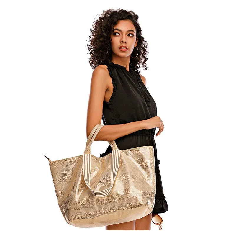 Tote Bags For Women 2021 New Style Shopping Shoulder Bags Large Capacity Gold Color Women Shoulder Purse Luxury Tote Handbag