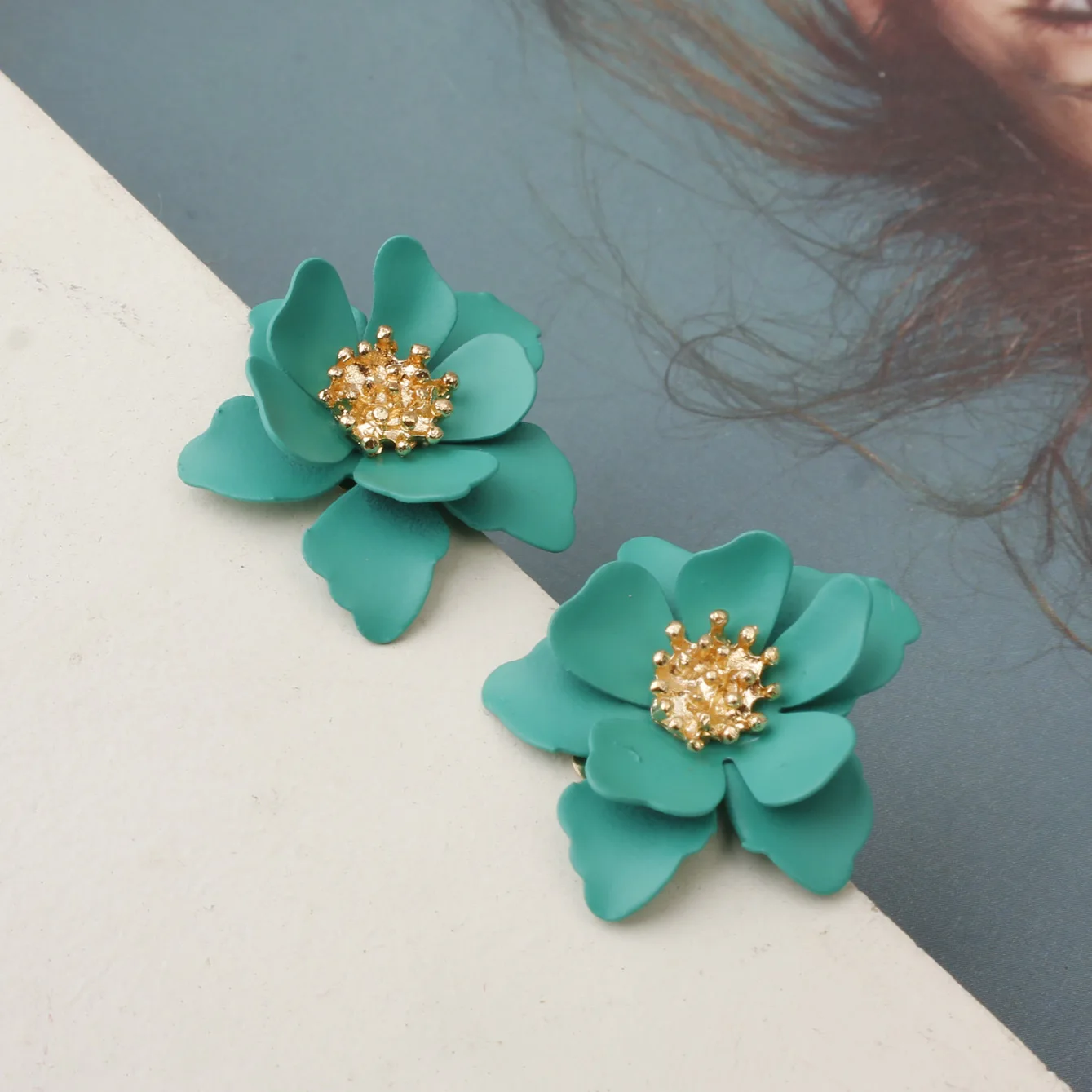 Korean Flower Stud Earrings For Women New Sweet Spray Paint Flowers Earring Girl Wedding Party Engagement Jewelry Gifts
