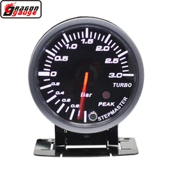 60mm Auto Car Turbo Pressure Boost Gauge Black Face White/Red Backlight -1~3 Bar Turbin Mete