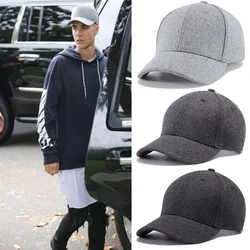 Men Big Head Baseball Cap,Black/Gray Color Adult Peaked Cap With Large Size Circumference 55-62cm Wool Hip Hop Hat