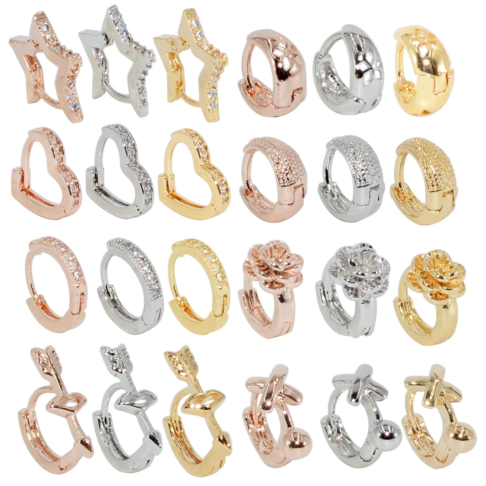 1 Piece Zircon Stud Ear Clip Tragus Cartilage Helix Earring Gem Ear Studs Cute Crystal New Style Fashion Body Piercing Jewelry