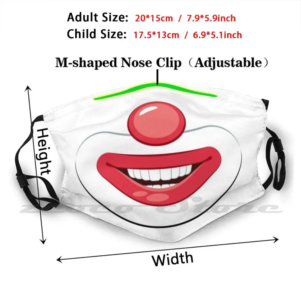 Masque de Clown amusant en tissu, filtre lavable, bricolage, Pm2.5, pour adultes et enfants