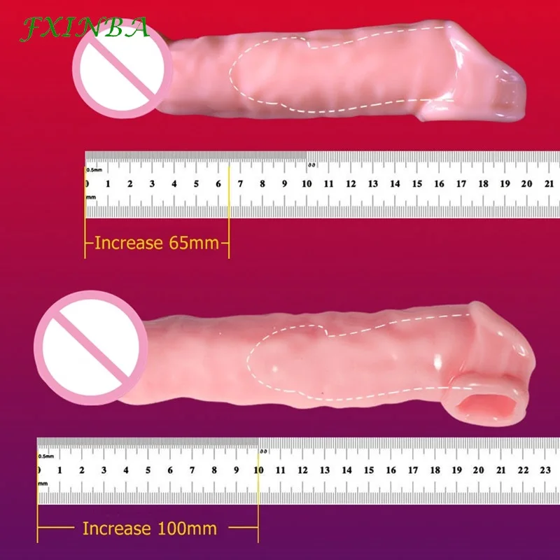 FXINBA 14-28 cm Realistische Penis Sleeve Extender Grote Cock Sleeve Lul Uitbreiding Vertraging Herbruikbare Condoom Mannen seksspeeltjes