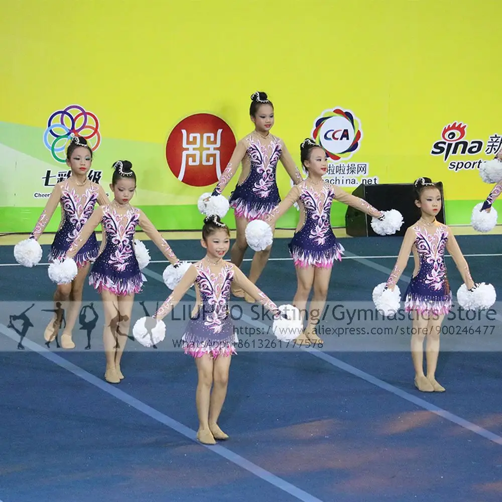 Cheerleader Competition Costume Figure Skating Dress Child Kids Clubs Elegant Aerobics Cheerleading Varsity Fancy Dress Uniform