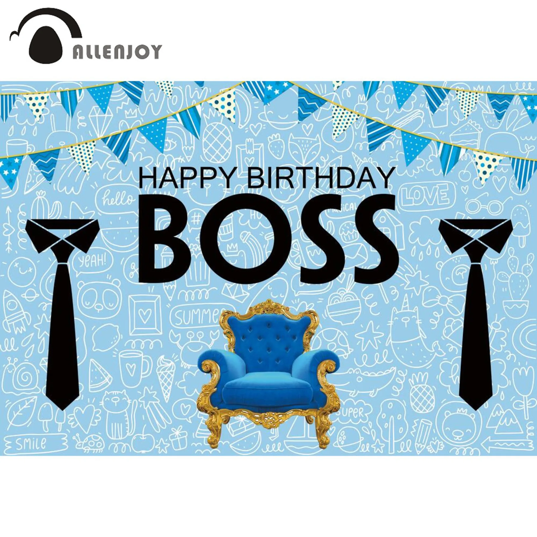 

Allenjoy Little Men Boss Theme Party Backgrounds Blue Boys Birthday Event Backdrops Baby Shower Vinyl Custom Photozone Banners