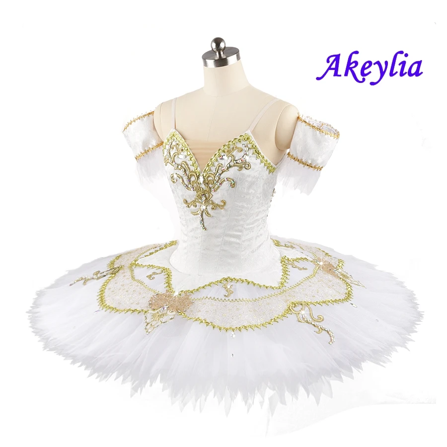 News! Professional tutu white for women competition Jacquard sleeping beauty pancake ballet costume tutu classical girls JN0166