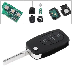 433MHz 3 Buttons Keyless Uncut Flip Remote Key Fob with ID48 Chip 4D0837231K Fit for Audi A3 1999-2002 / A4 1998-2001 / A6 2002