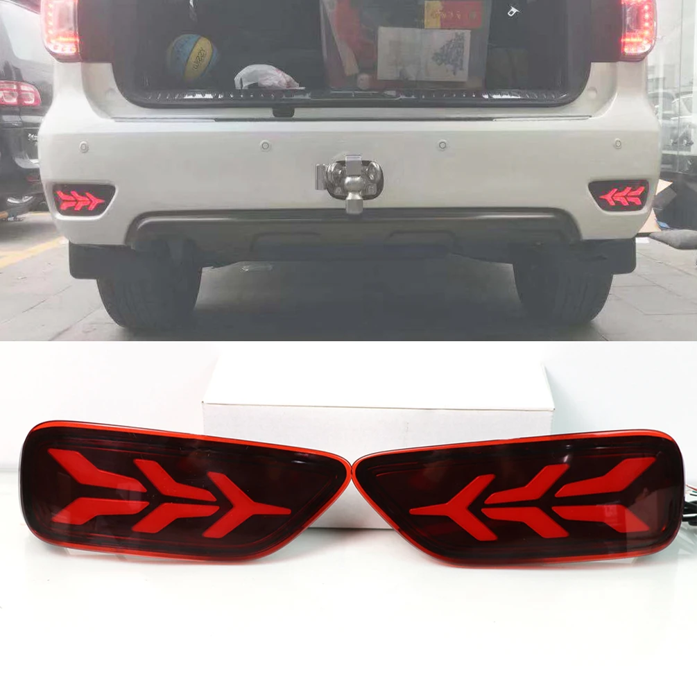 

LED Rear Bumper Reflector Tail Lights Dynamic Turn Signal Flashing Brake Driving Fog Lamps For Nissan Patrol Y62 2012-2019