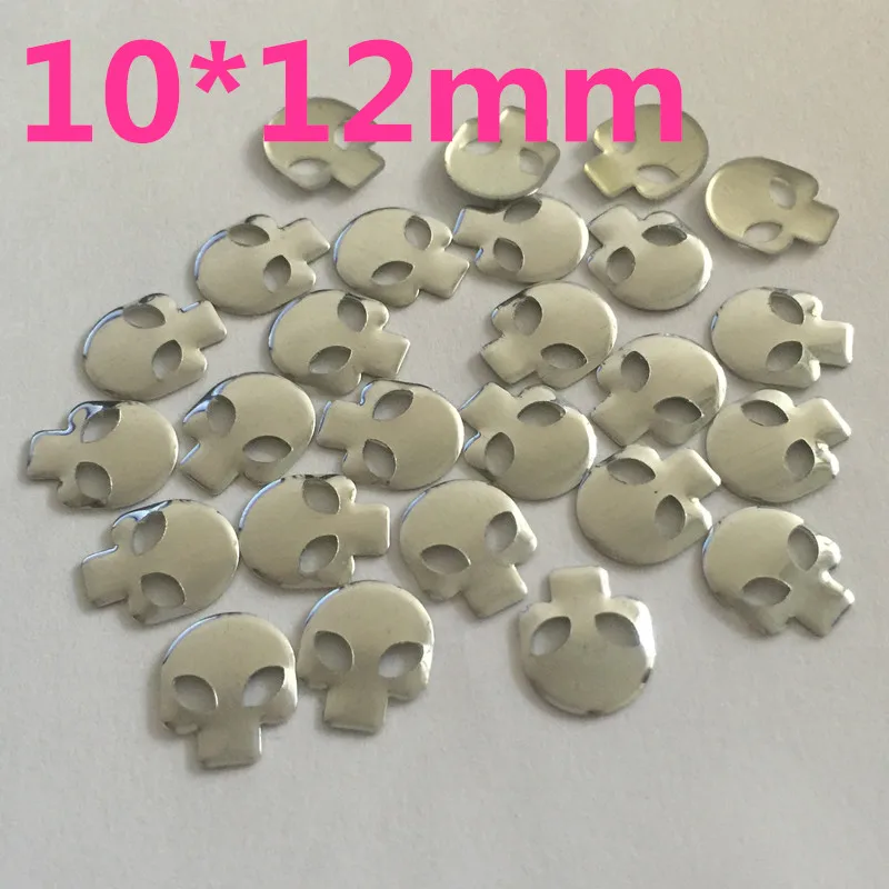 200pcs 10*12mm Hot Fix Rhinestuds Skull 3D Nail Art Metal Studs Spikes Decoration Clothes Rhinestones panel pressing Studs