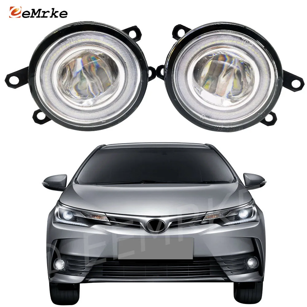 

2PCS LED Fog Lights Lamp Cut-Line Lens Angel Eye DRL Daytime Running Lights for Toyota Corolla 2016 2017 2018 Corolla Altis