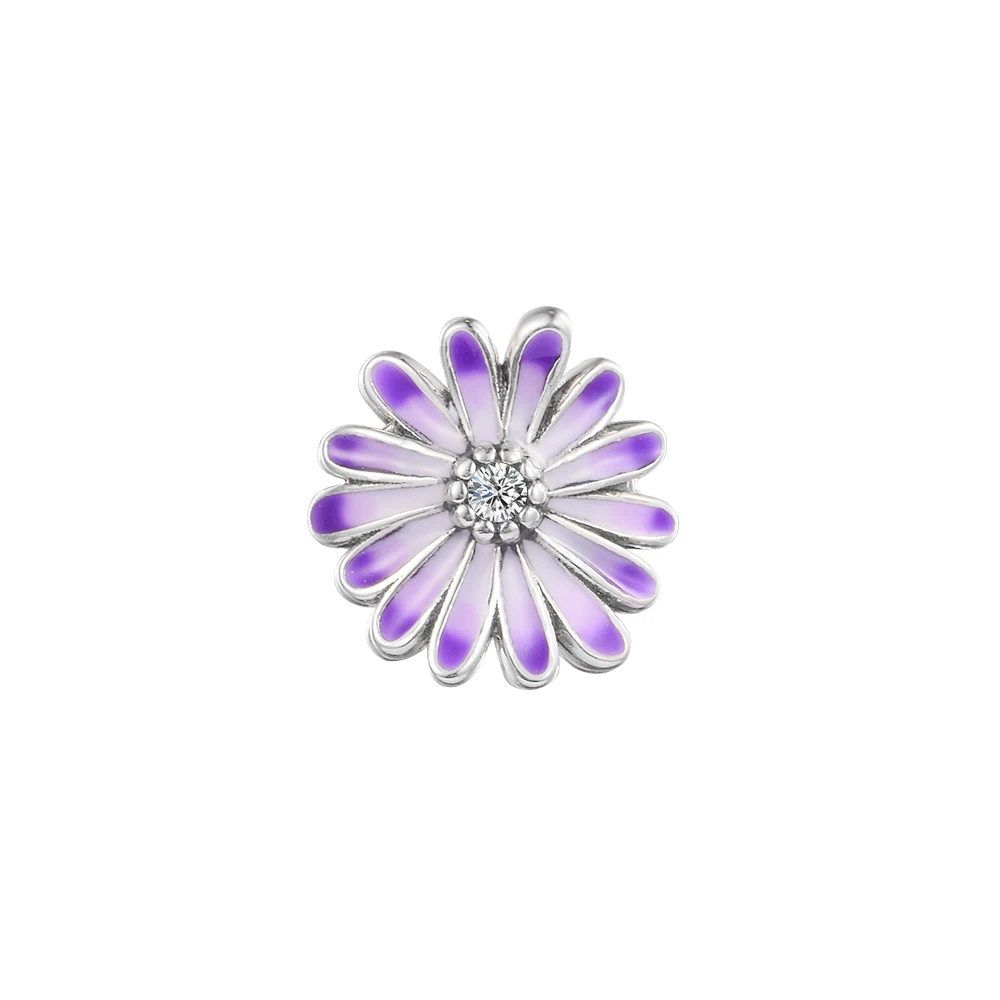 

DIY Fits for CKK Charms Bracelets Purple Daisy Beads 100% 925 Sterling-Silver-Jewelry Free Shipping