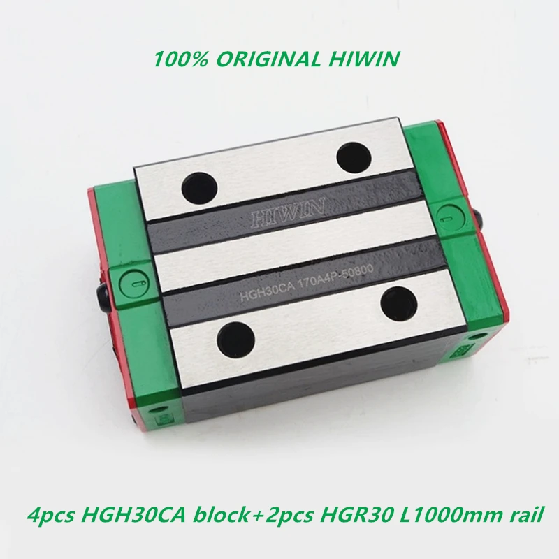 4pcs Original HIWIN HGH30CA linear block carriage + 2pcs Linear guide rail HGR30 1000mm For CNC