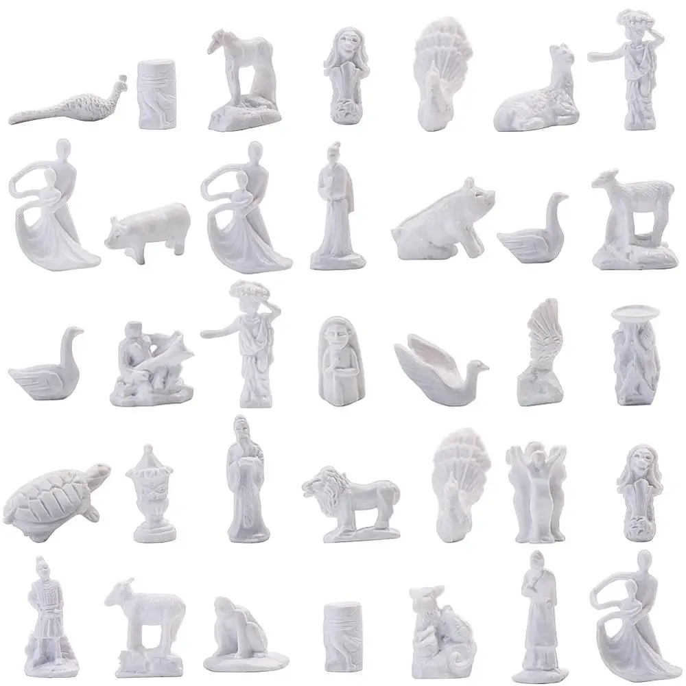 35pcs N Scale 1:160 Statue Sculpture Animals Model Train Railway Architecture Model GY06150