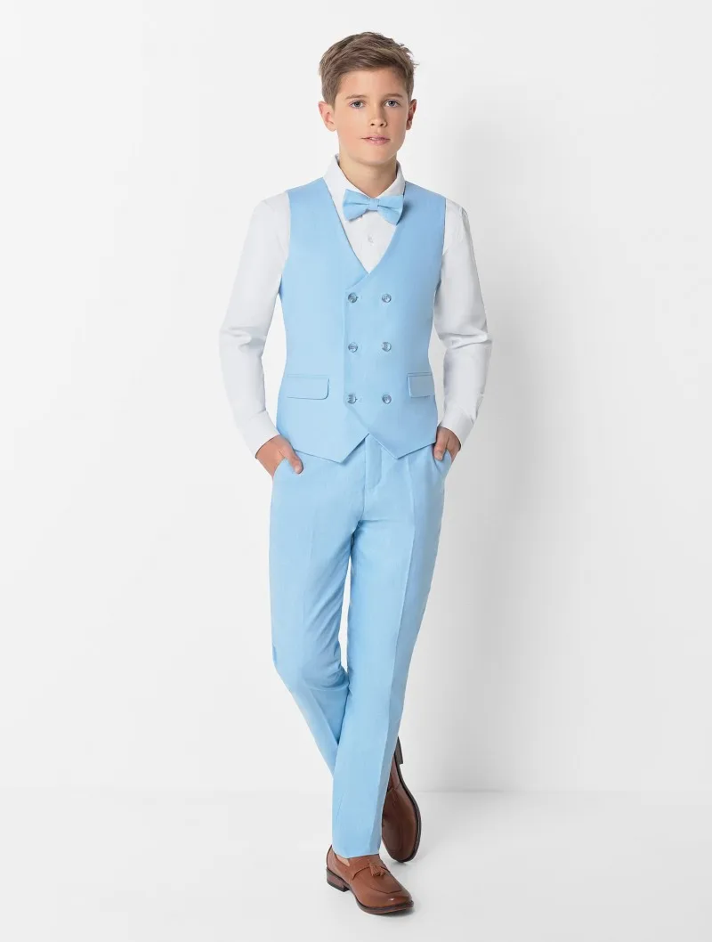 Sky Blue Zomer 2020 Korte Jongens Formele Kleding Jas Broek 2 Stuks Set Suits Voor Bruiloft Diner Kinderen Kids Smoking