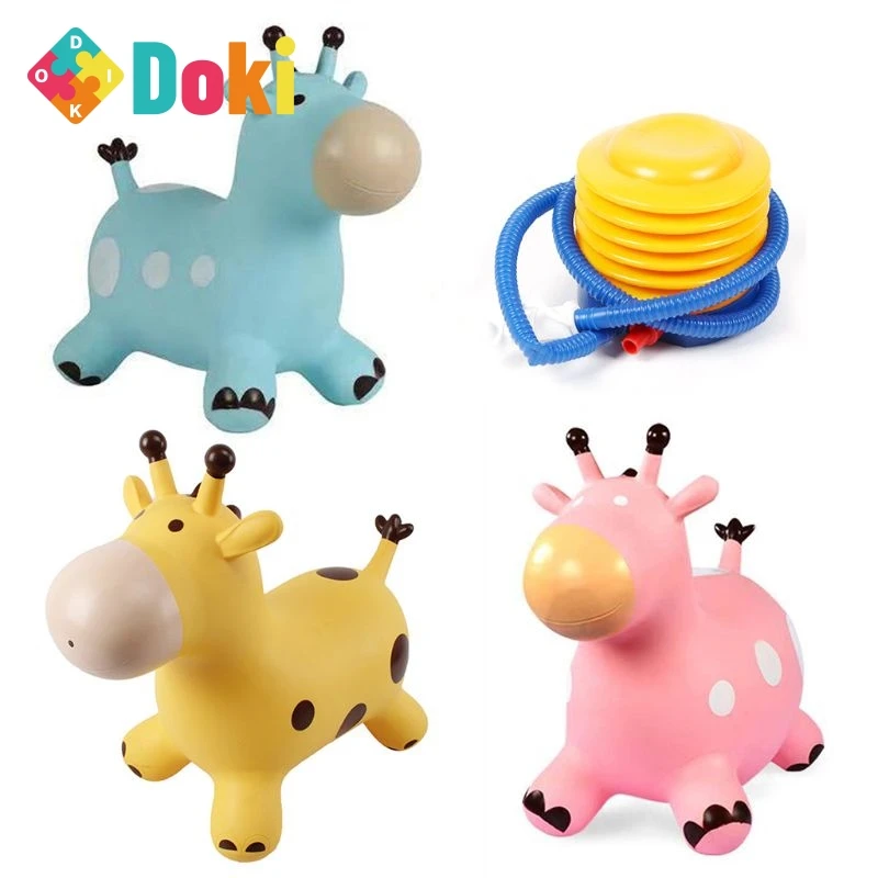 Doki Fahrt Auf Spielzeug Springen Pferd Bouncy Giraffe Trichter Aufblasbare Springen Springenden Tier Spielzeug Gummi Pferd PVC Kinder Spielzeug 2023