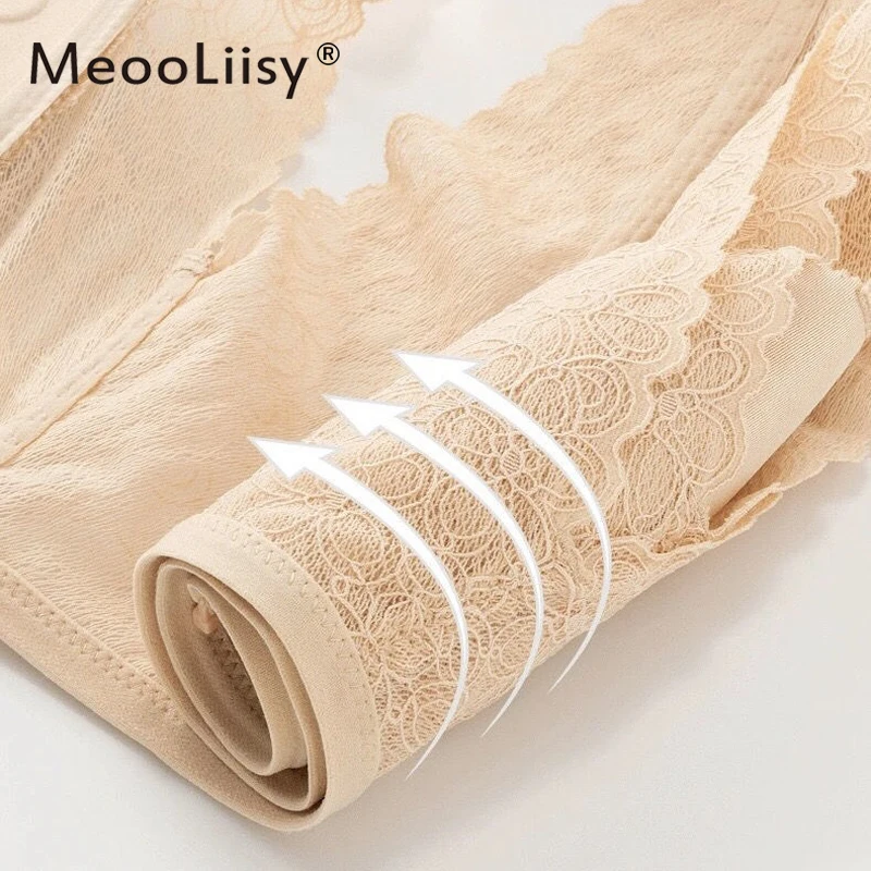 MeooLiisy-Sujetador de encaje con cierre frontal inalámbrico para mujer, lencería Sexy cómoda, Push Up, AB Cups, Bralette ajustado