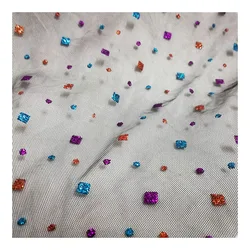 Colorful Clown Geometry Printing Tulle Fabric for Women's Clothes, Handmade Decoration Mesh Cloth, 45cm * 150cm, 1Piece