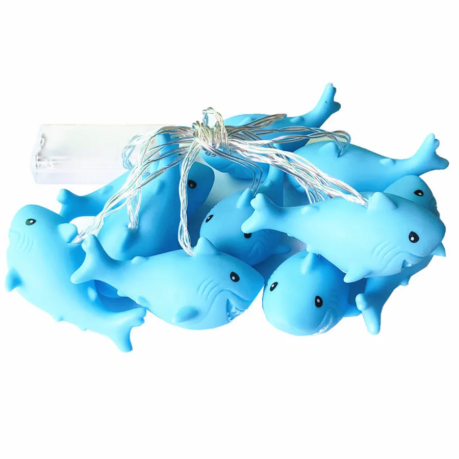 Shark Night Lighting for Kids Room, USB or Battery Powered String Light, Foyer and Window Decoration, 3M, 20 LEDs