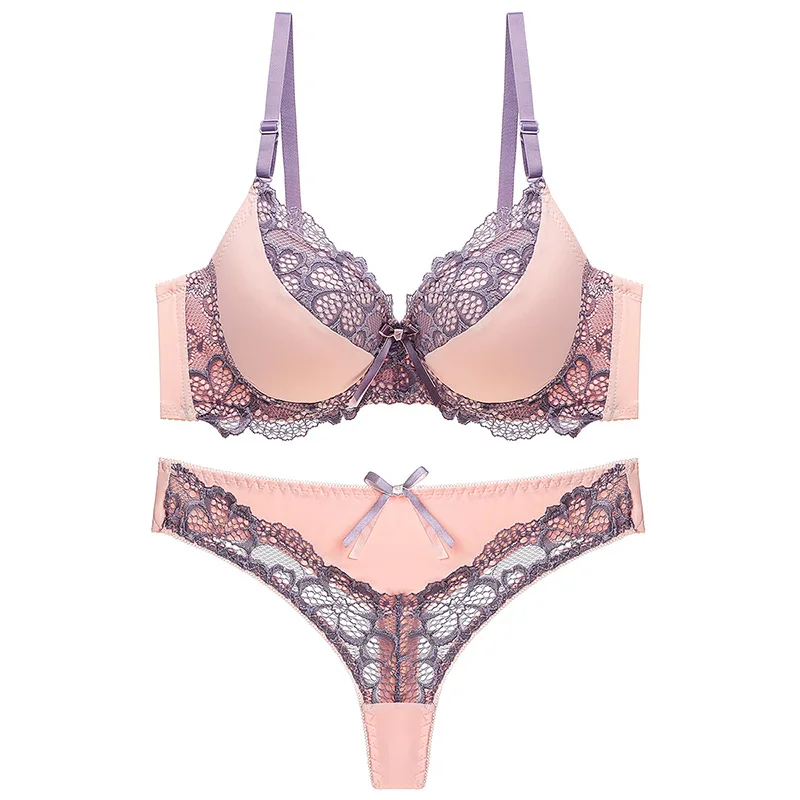 

Fashion Thong Bra Set Sexy Plus Size Underwear Lace Brassieres Ensemble Lingerie Femme Hot Women's Intimates Underwir Sleepwear