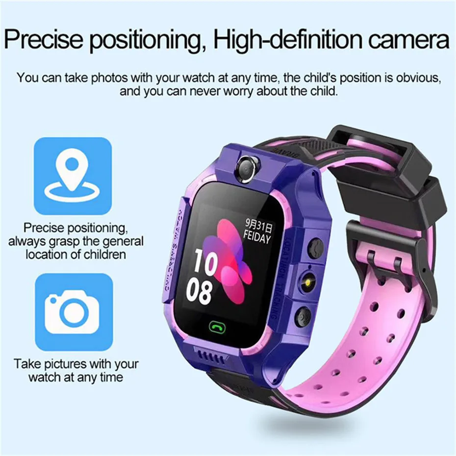 Z6 Children Kids Smart Watch IP67 Deep Waterproof 2G SIM Card LBS Tracker Camera SOS Call Location Reminder Anti-Lost PK Q50 Q12