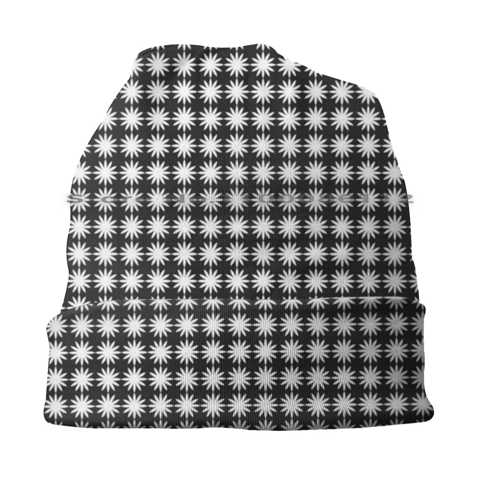 Handmade Polka Dot Brush Strokes , Black And White Reverse Dalmatian Beanies Knit Hat Black White Spots Polka Dots Pattern