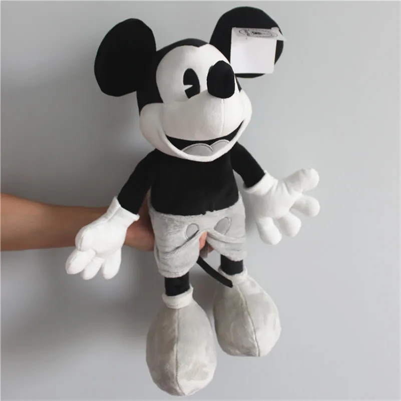 45cm Classic Black White Retro Mickey Mouse Plush Toys Stuffed Soft Boy Doll For Children Birthday Gifts