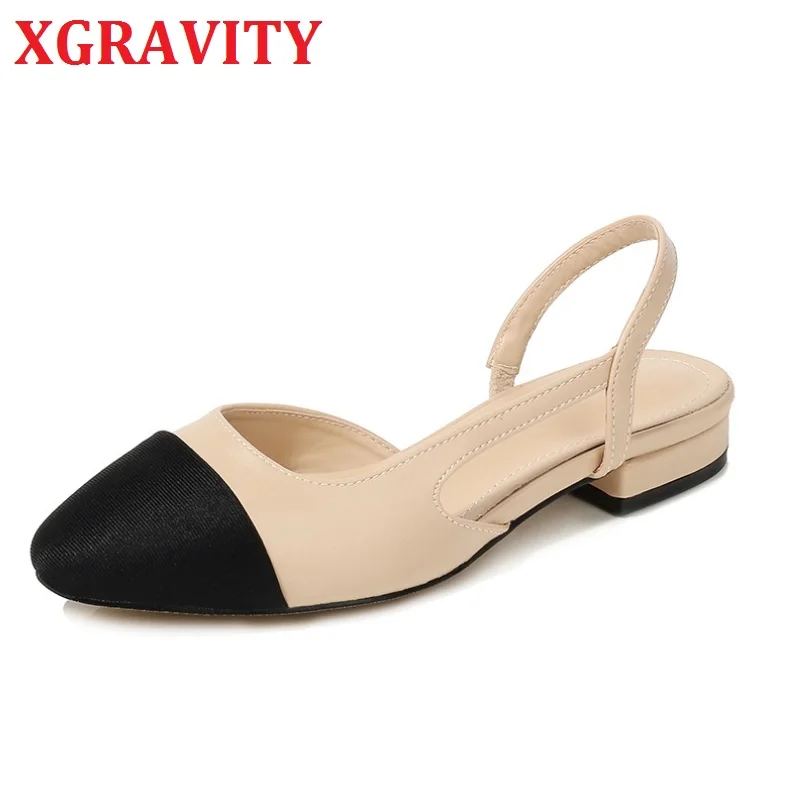 

XGRAVITY New Mix Colors Closed Toe Summer Shoes Fashion Ladies Casual Short Heel Sandals Chunky Heel Women Sandals Female B179