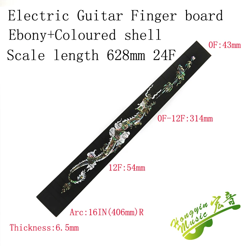 Ebony Fiery Dragon Pattern Color Shell Mosaic Fingerboard Acoustic Guitar Fingerboard Guitarra Making Materials Accessories