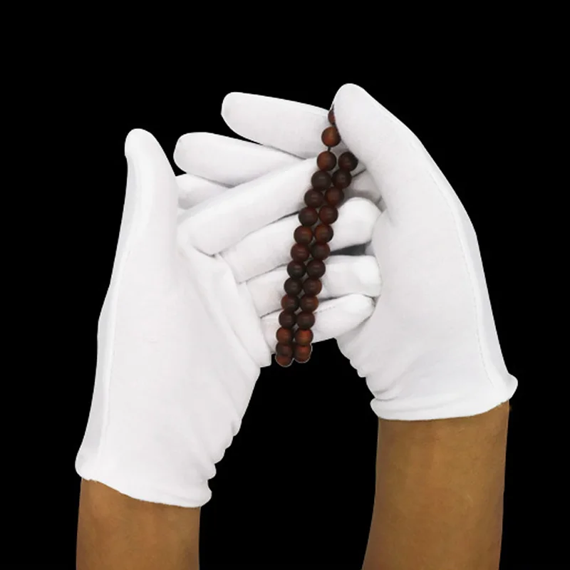 Gants en coton blancs classiques pour hommes et femmes, mitaines, gants de sueur, gants de serveurs, gants de chauffeurs, gants de bijoux, gants de travailleurs