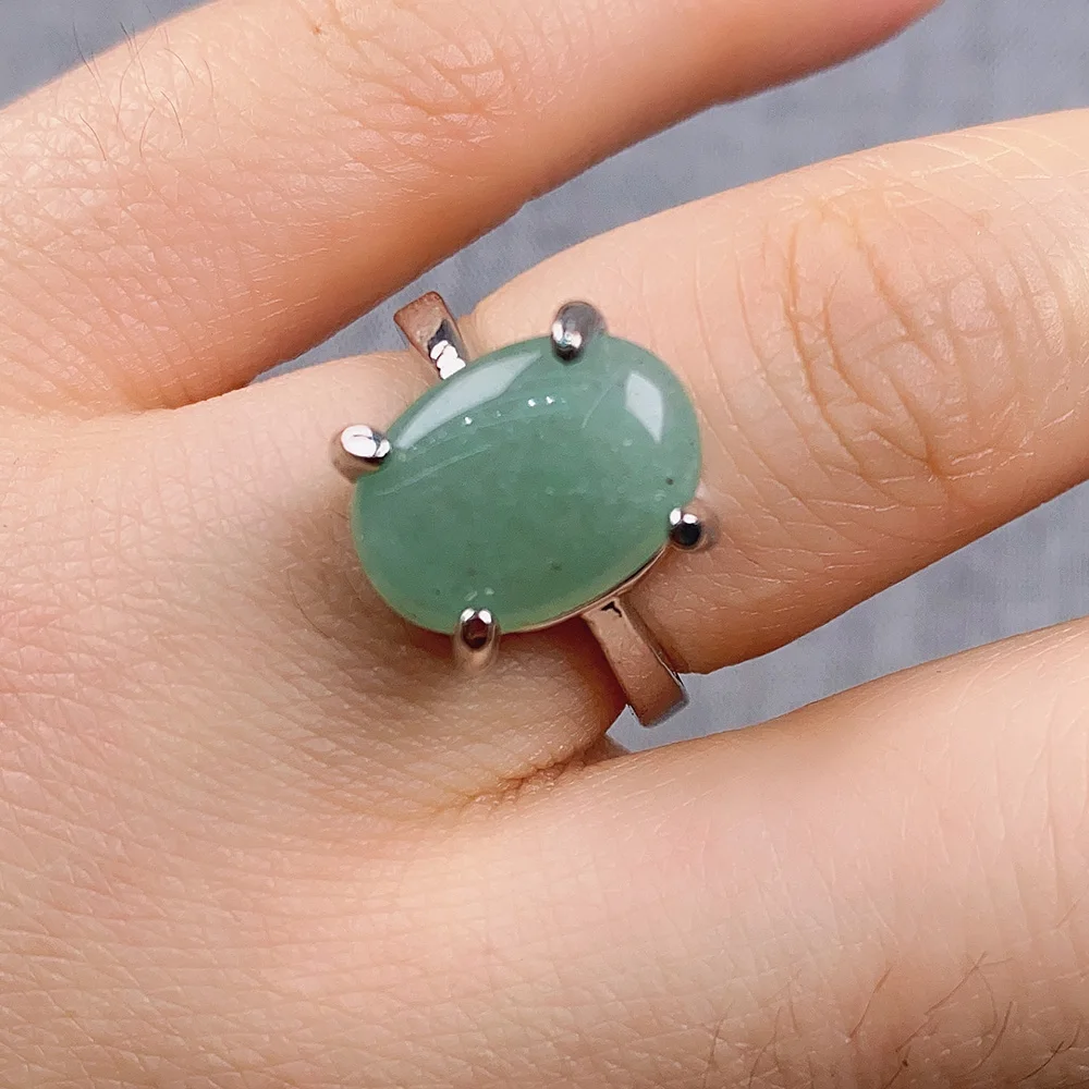 Natural Semi-precious Stones Mixed Style Green Aventurine Ring Fashion Charm Jewelry Gift