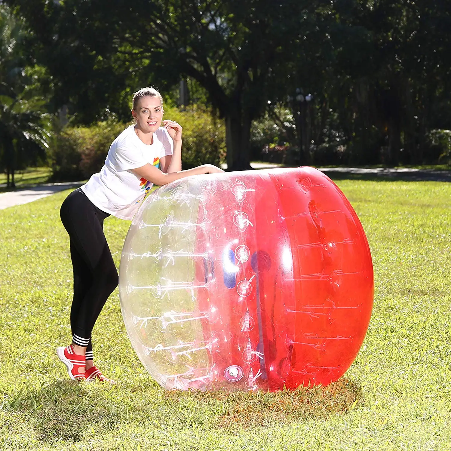 HIBADOU Inflatable Bubble Soccer Ball 1.2m 1.5m 1.7m Football Pumper Ball 100%TPU Material Inflatable Bubble Football for Adult