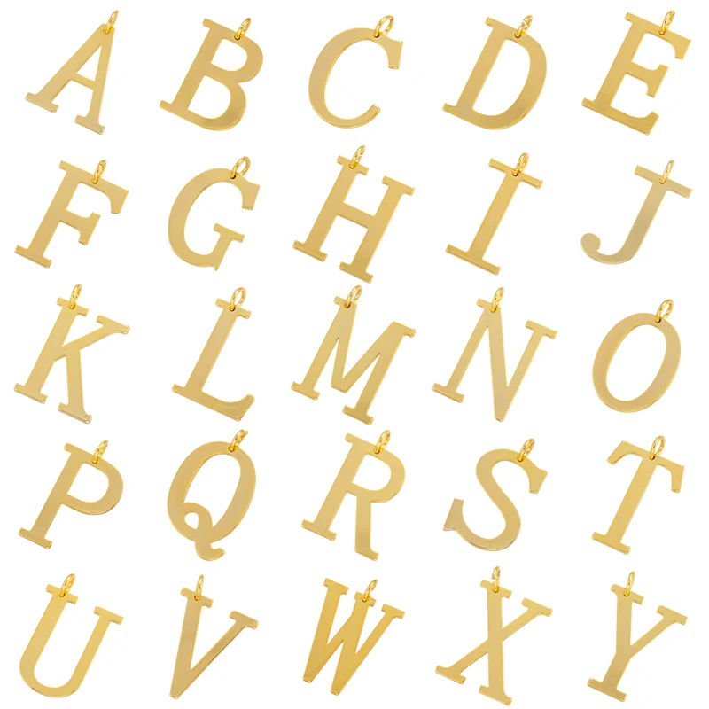 ZHUKOU Messing Hip Hop 26 Buchstaben Charms Initialen Anhänger für Frauen DIY handgemachte Halskette Schmuck Zubehör Großhandel VD950