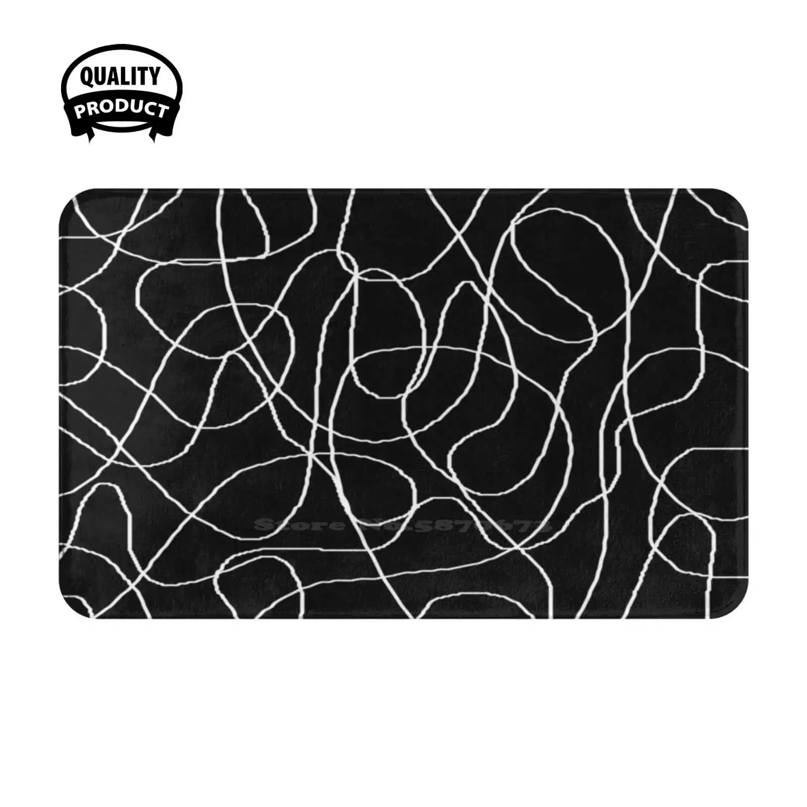 Whimsy Soft Cushion Home Carpet Door Mat Car Rug Bold Whimsy Whimsical Patterns Mostly Black White Lines Curvy Lines Lines