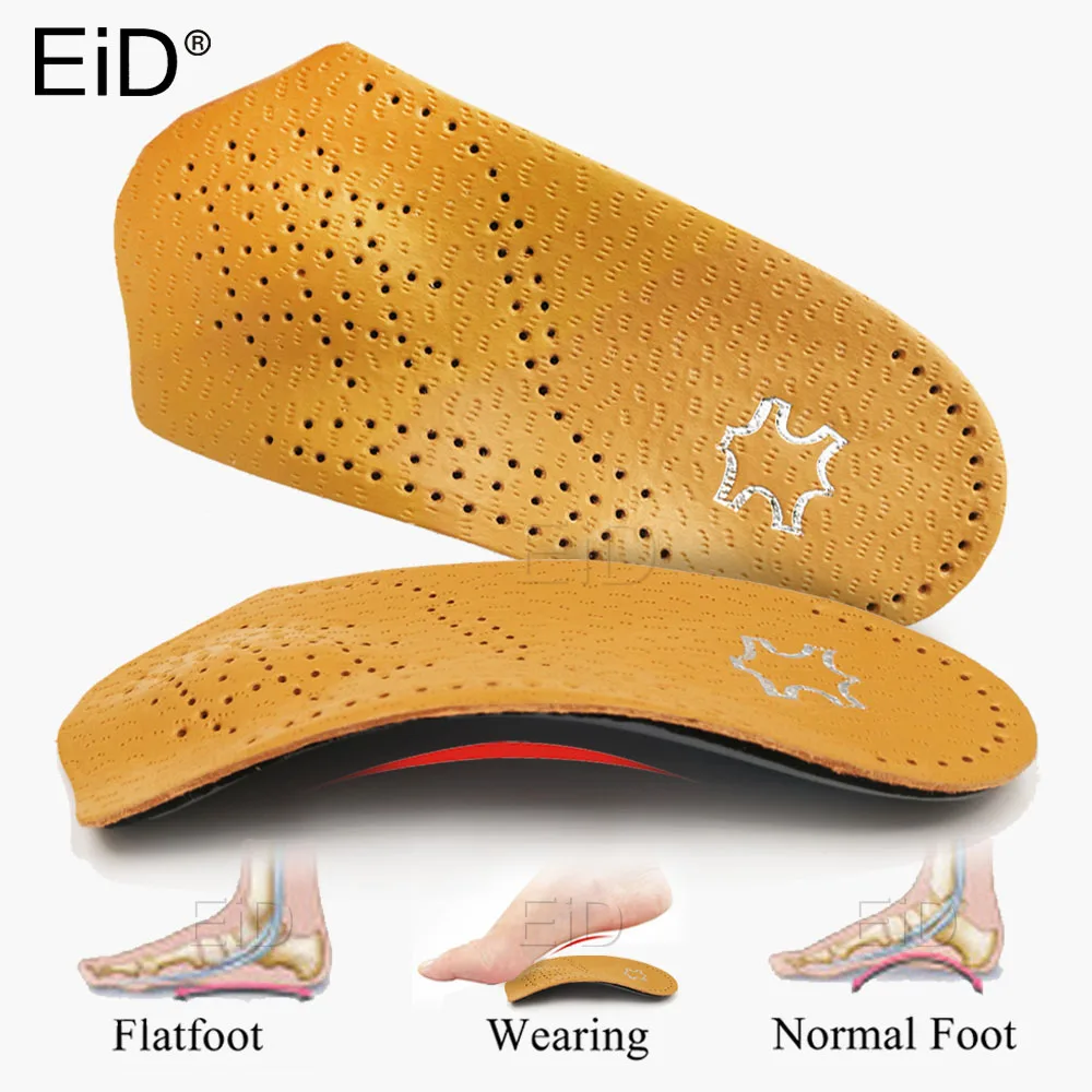 EiD Leather Orthopedic Insoles Orthotics Health Sole Pad For Flat Foot  Heel Pain Arch Support Man Woman Shoe insole sole Insert