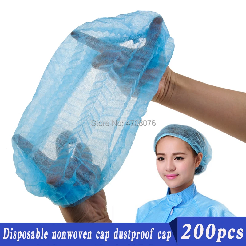 

200pcs/lot Size 21" blue/white Disposable nonwoven cap dustproof cap