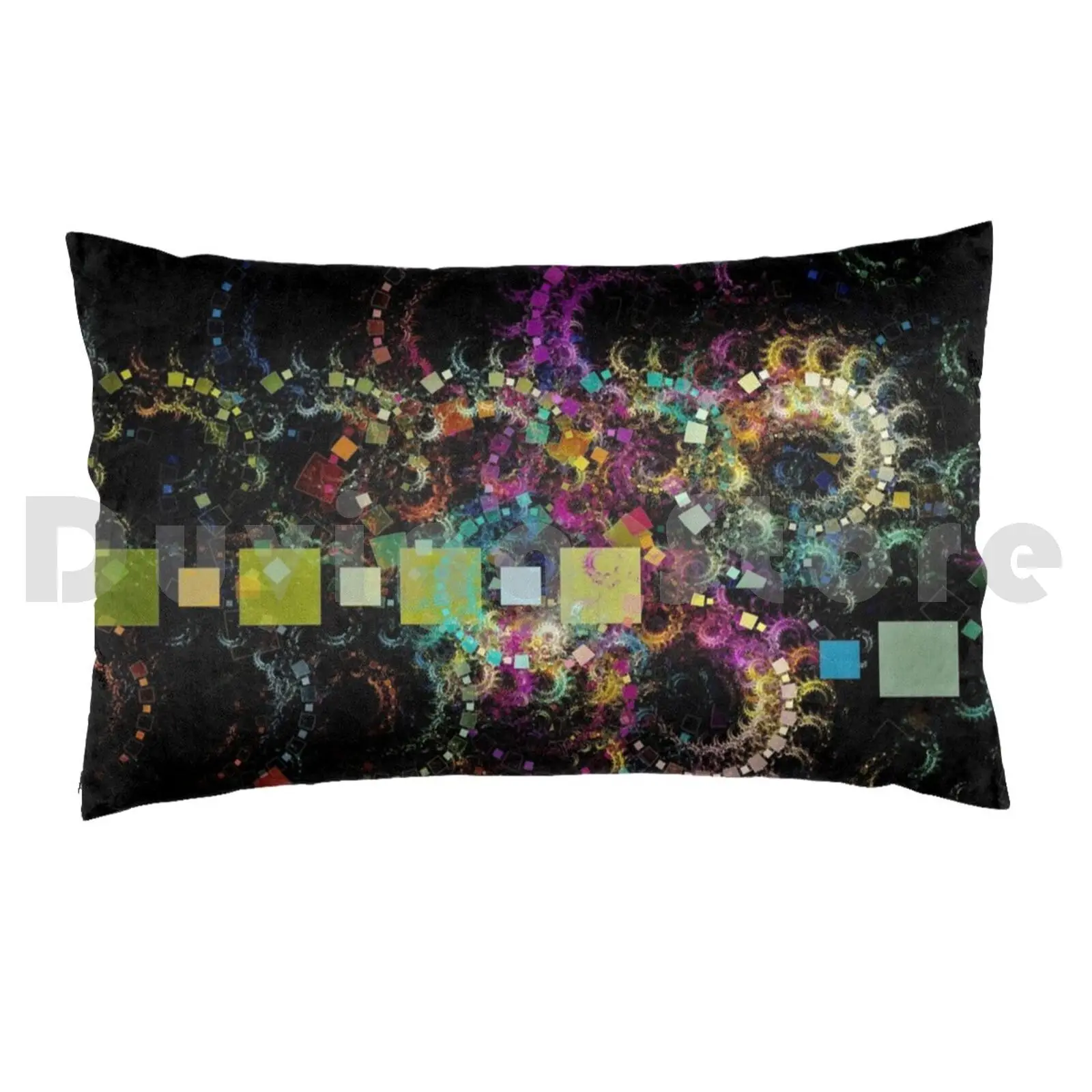 ? Da Fs Square Sign V1. Pillow Case Printed 50x75 Ohdz Lights Abstract Cool Color Abstrac Fractal Futuristic