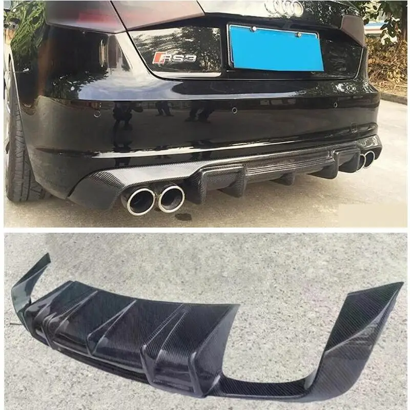 For Audi A3 S Line S3 RS3 Hatchback 2014 2015 2016 Real Carbon Fiber Rear Diffuser Lip Spoiler High Quality Bumper Accessories