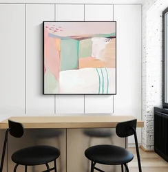 Abstract Modern Pink White Green Poster Scandinavian Canvas Painting Wall Art Print Square Picture Home Living Room Decoration