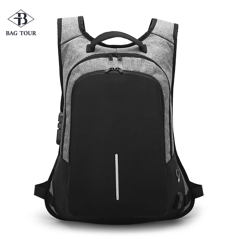 Smart Safe Bag for Men Business Backpack Anti-theft Office Worker Pack Laptop Shoulder Bag Large Locking Bag Reflective Stripe