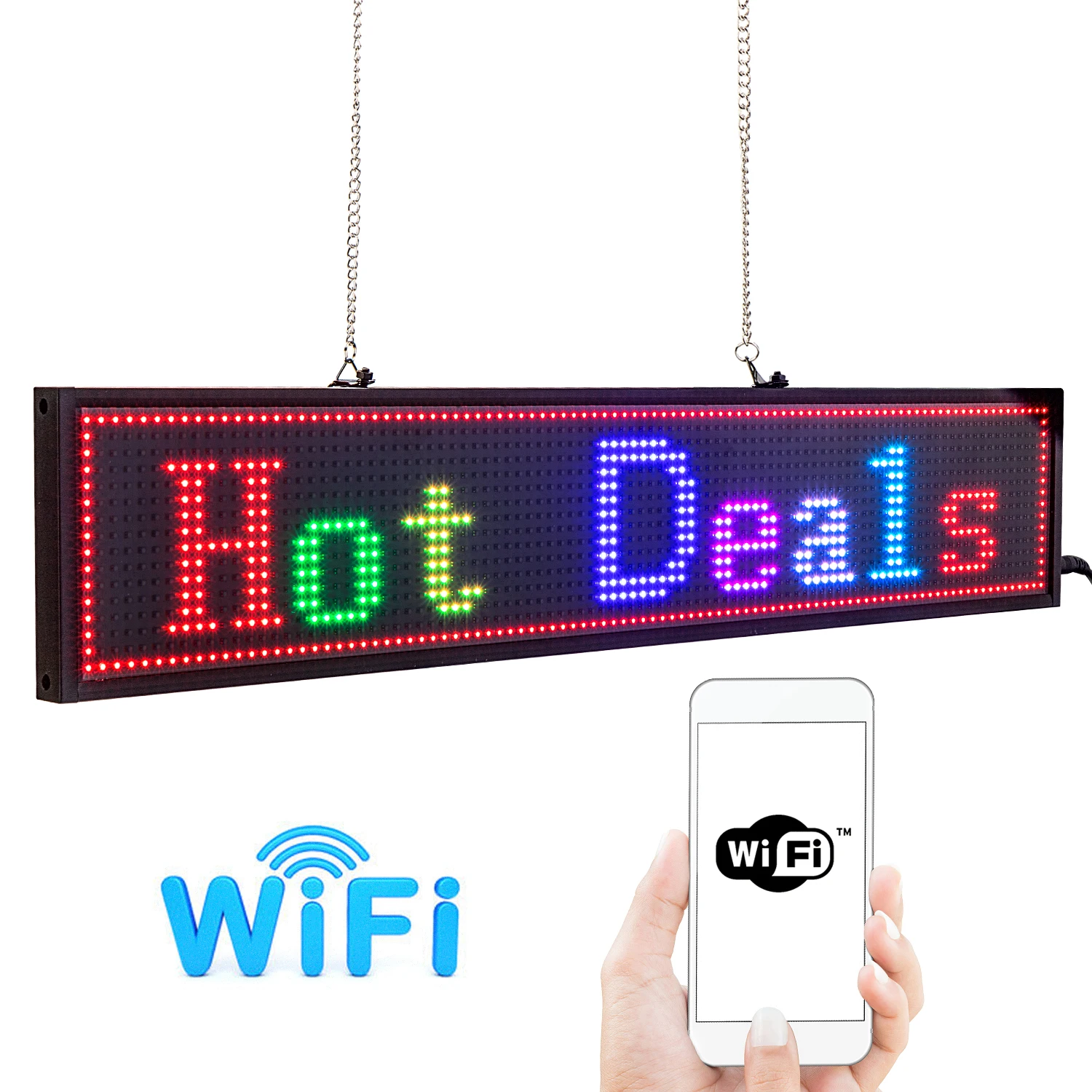 

50CM Led Advertising Sign P5 WiFi Programmable Scrolling Full Color Message Board Advertising Light Display for Business Indoor