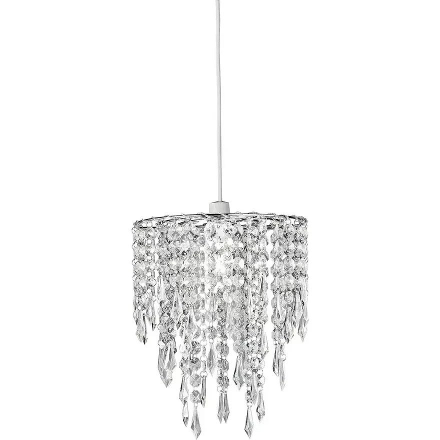 Modern Ceiling Pendant Home Ceiling Light Shade Beaded Pendant Lampshade Droplets Light Shade -  (Clear, Without Light Cord Kit)