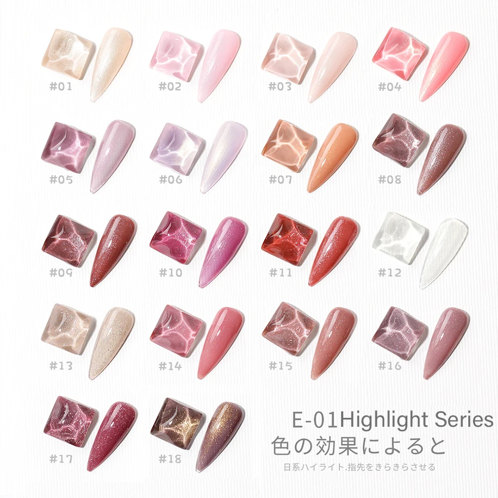 VDN 18 Color Japanese Style High Gloss Gel Nail Polish White Pink Glitter UV Soak Off Gel Varnish Highlight Nail Art Gel Lacquer